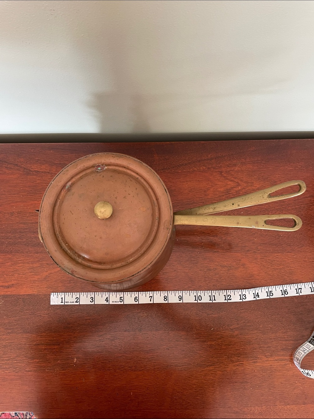 Vintage Hall 1084 Ceramic and Copper Double Boiler Brass Handles 3 Piece Set - Picture 11 of 14